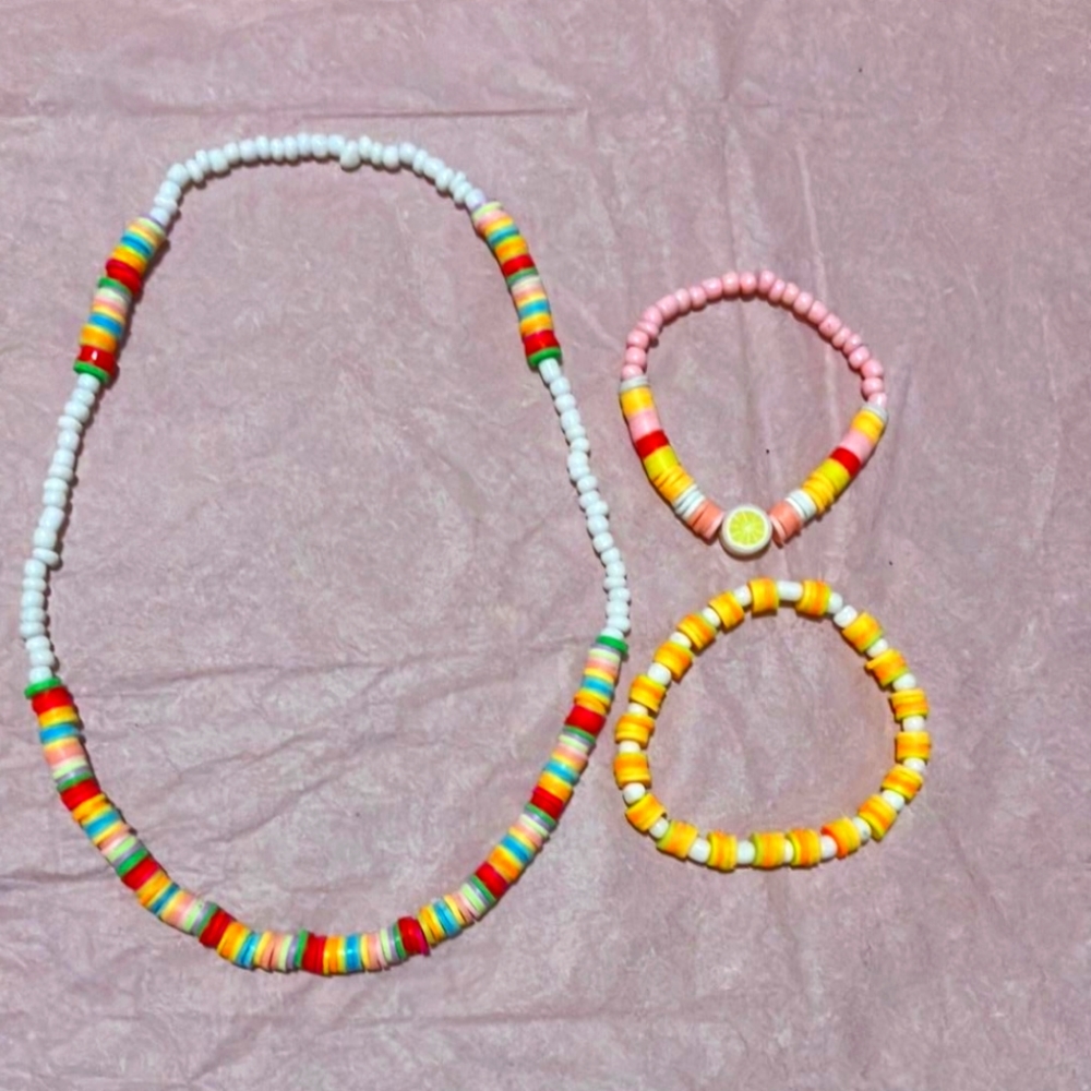 Hand made bead necklace and bracelet set